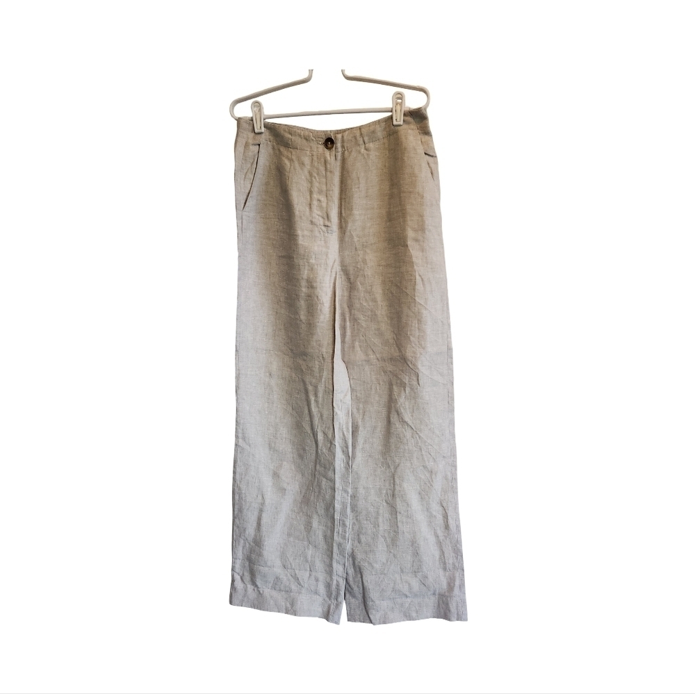 BODEN Eldon 100% Linen Wide Leg Trousers In Squirrel Grey Size 6 - Picture 2 of 9